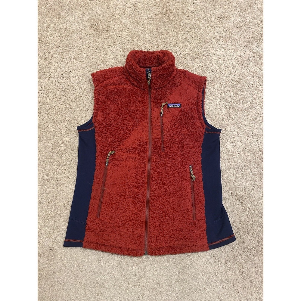 Vintage Patagonia Los Gatos Red Fleece Vest Mens Medium Full Zip Pockets Outdoor - Picture 1 of 5